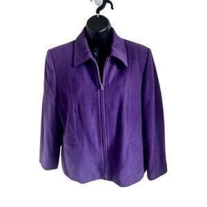 Harve Bernard Petites Purple Jacket Women 10P Wool Blend Classic Luxury Timeless